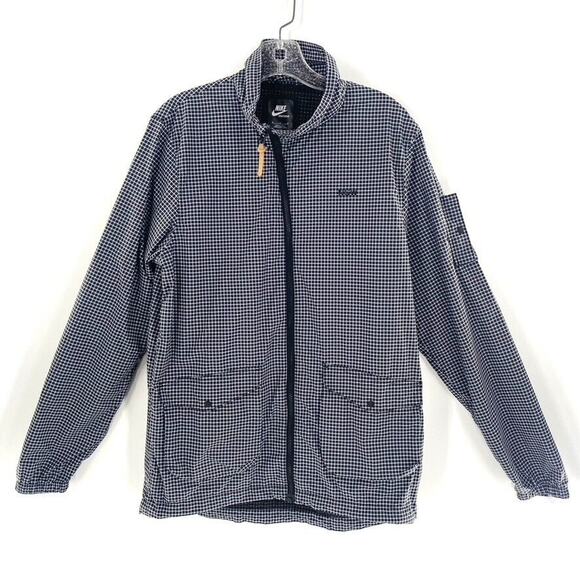 Nike AS Slant FZ Windbreaker Jacket Mens Lightweight Black White Check‎ Sz M - Picture 1 of 12